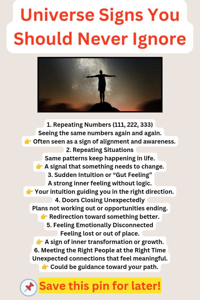 Infographic showing signs the universe may be trying to guide you