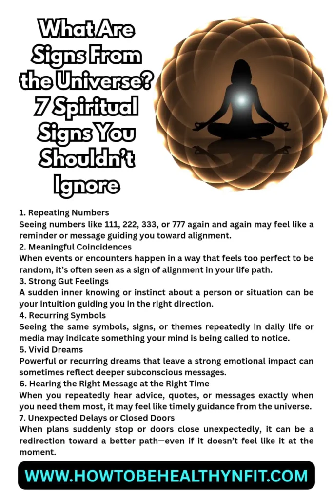What are signs from the universe, and how do you recognize them? Discover 7 powerful spiritual signs you shouldn't ignore, including synchronicities, repeating numbers, intuitive nudges, meaningful coincidences, and unexpected opportunities. This beginner-friendly guide explains how the universe may be communicating with you and how to interpret spiritual messages with confidence. Perfect for anyone exploring spirituality, manifestation, personal growth, and spiritual awakening.
